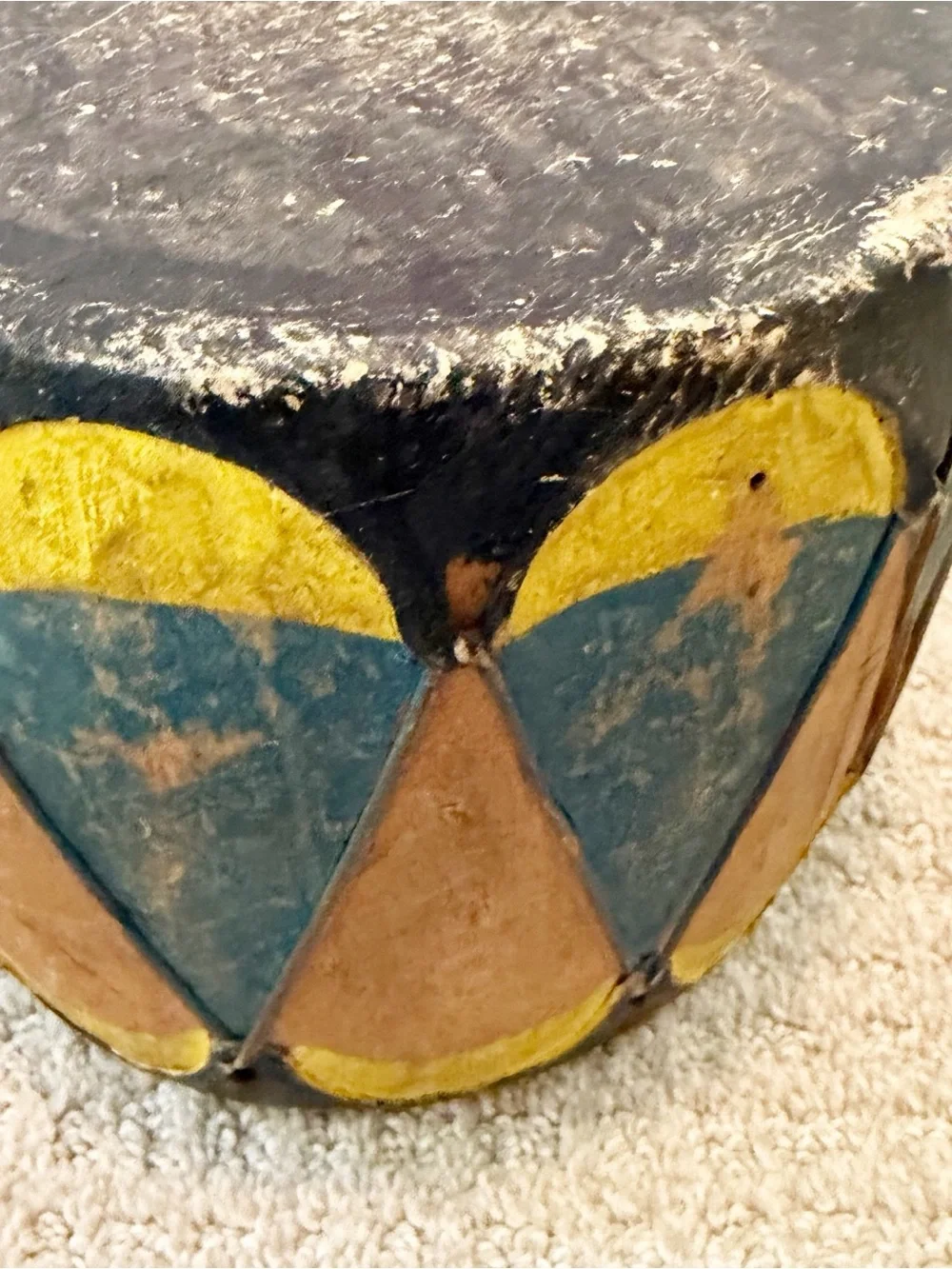 Vintage Cochiti Pueblo Native American Painted Rawhide Wood Hand Drum 7.5